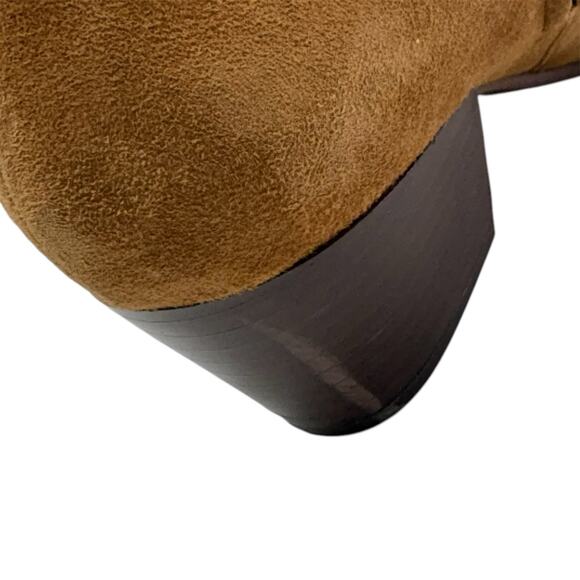 SAM EDELMAN | Rudie Brown Leather Fringe & Studded Ankle Booties 9m side zip - Picture 7 of 15